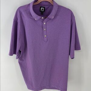 FootJoy Purple Gray Striped Collared Polo Shirt Classic Design Mens L